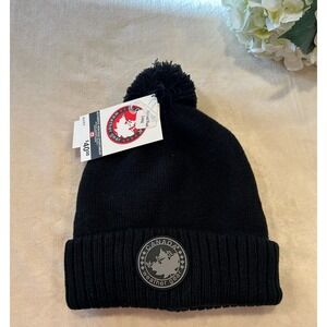 CANADA WEATHER GEAR Black Fleece Lined Logo Beanie Winter Hat